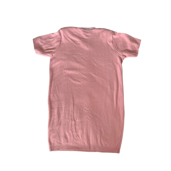 Vintage Baby Pink Short Sleeve Ribbed Knit Mini Sweater Dress Size xLarge - Picture 5 of 6